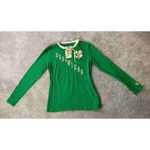 Old Time Hockey Red Wings Long Sleeve Green Shirt Medium St Patrick's Shamrock